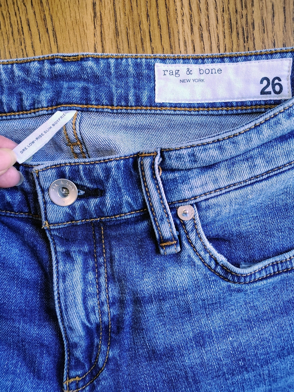 Rag & Bone Dre Low Rise Slim Boyfriend Jeans Women's Medium Blue River sz 26. - Picture 10 of 16